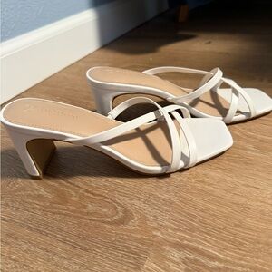 White Strappy Heeled Sandals - Women